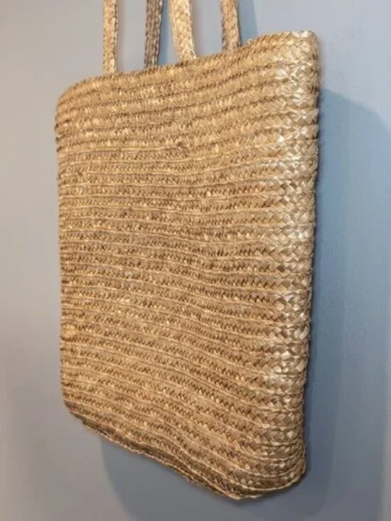 FAF INC. Natural Straw Tote Beach Travel Picnic Shopper Bag Pink Flamingo - Picture 4 of 14